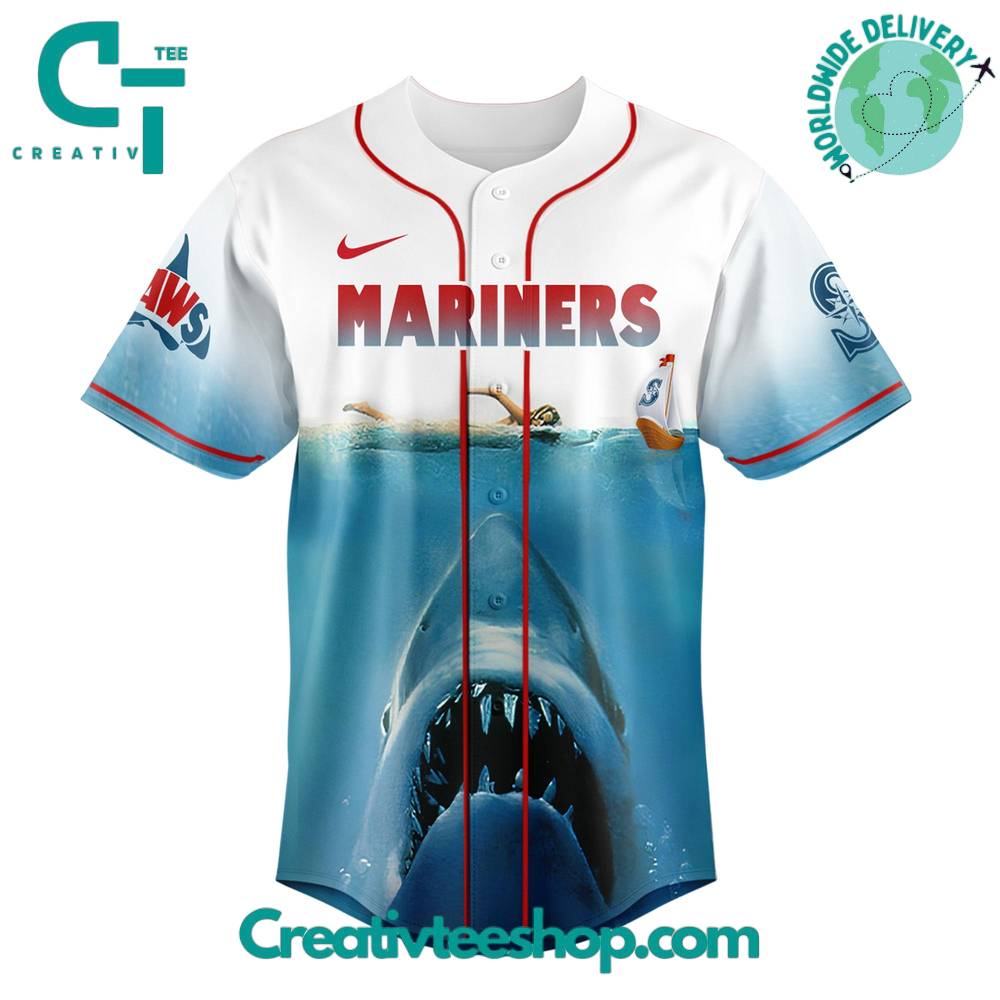 Seattle Mariners x Jaws Movie 50th Anniversary Special Baseball Jersey
