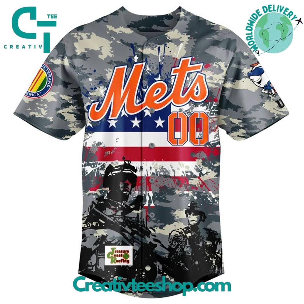 St. Lucie Mets x 2025 Military Appreciation Weekend Grey Camo Baseball Jersey