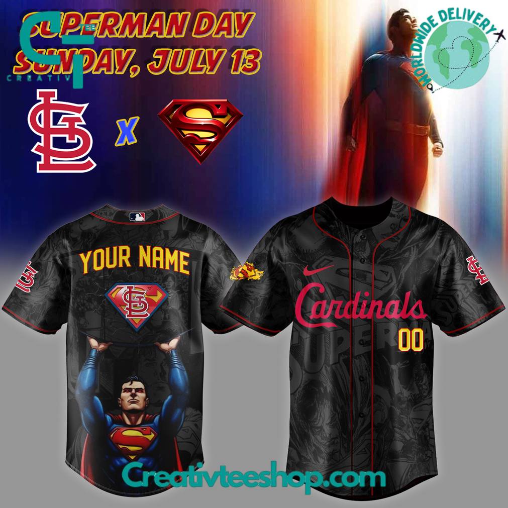 St. Louis Cardinals Superman Day Personalized Baseball Jersey