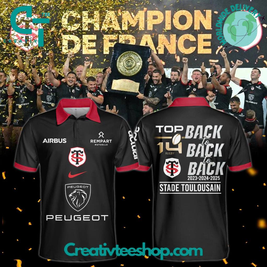 Stade Toulousain Top 14 Rugby 2025 Champions De France Back-to-Back Polo