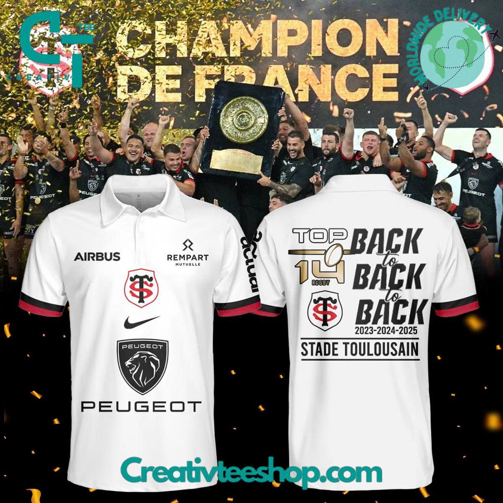 Stade Toulousain Top 14 Rugby 2025 Champions De France Back-to-Back Polo