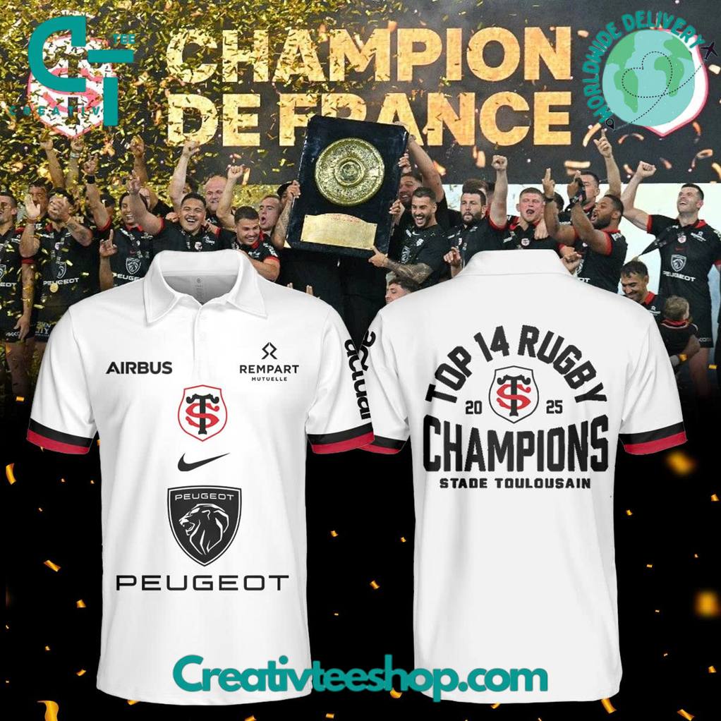 Stade Toulousain Top 14 Rugby 2025 Champions De France Polo Shirt