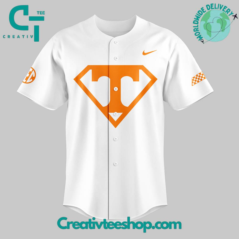 Tennessee Volunteers Baseball Superman Design Personalized Baseball Jersey