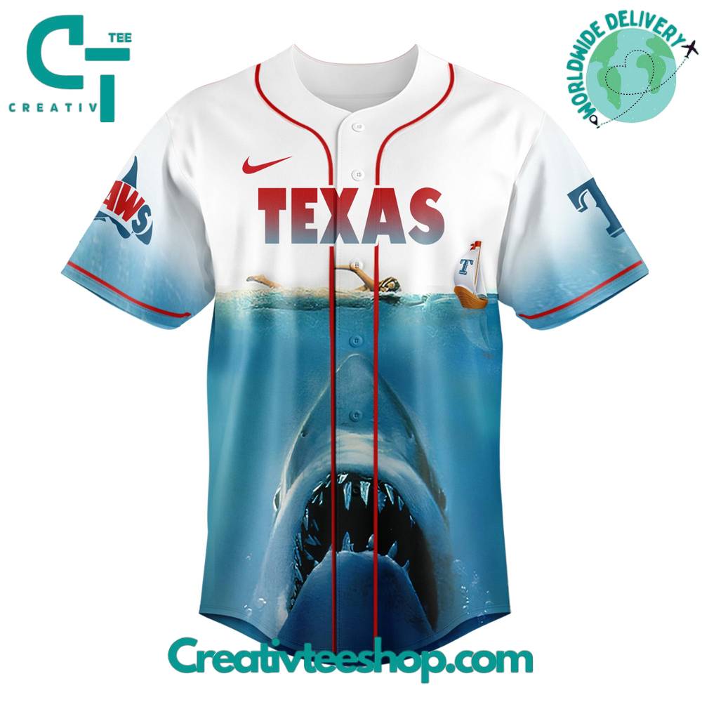 Texas Rangers  x Jaws Movie 50th Anniversary Special Baseball Jersey