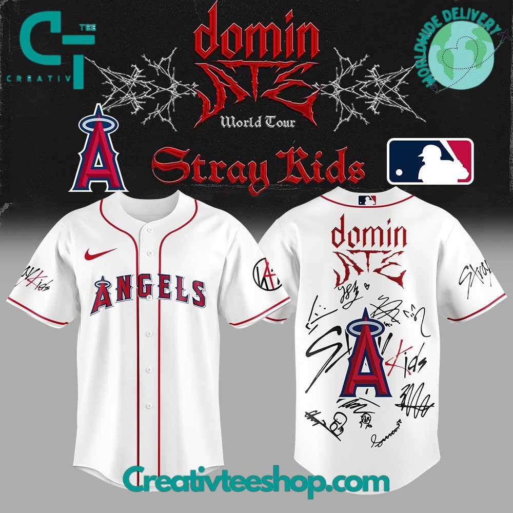 Los Angeles Angels x Stray Kids DomiATE Word Tour Signature Baseball Jersey