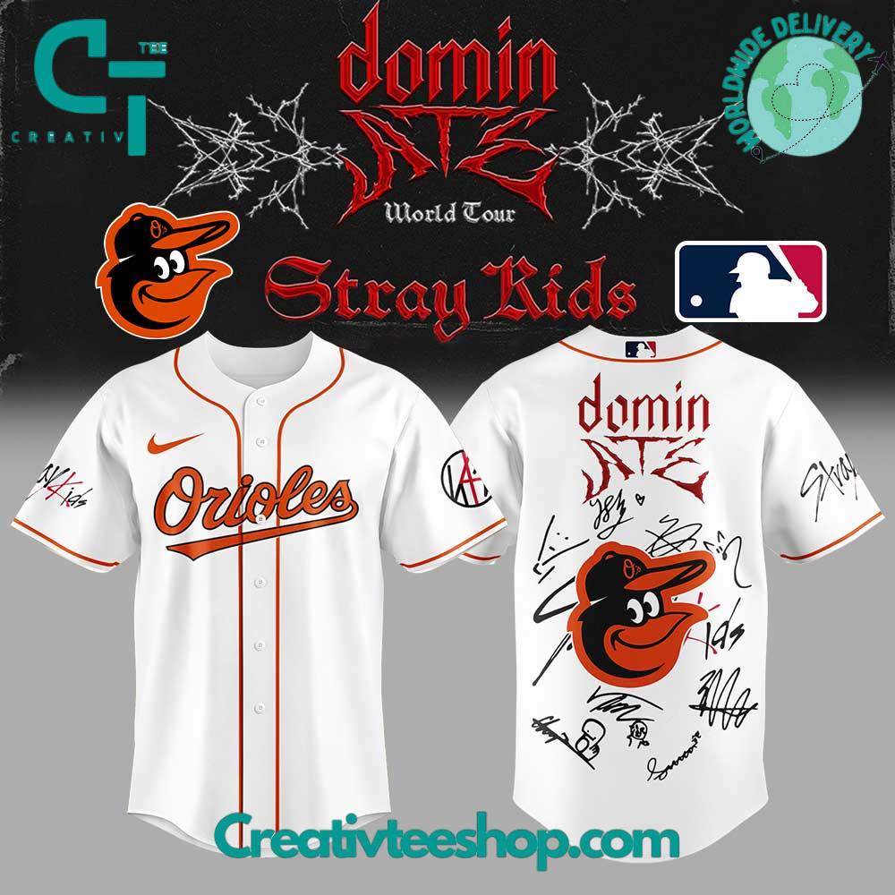 Baltimore Orioles x Stray Kids DomiATE Word Tour Signature Baseball Jersey