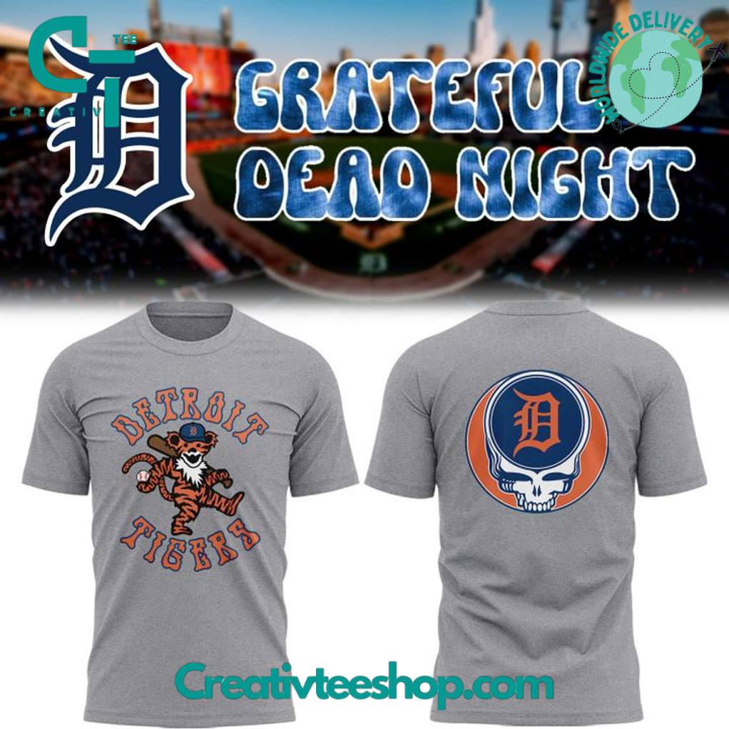 Detroit Tigers Grateful Dead Night Special Grey Tee