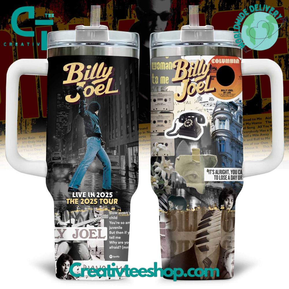 Billy Joel 2025 Tour Tumbler 40oz with Handle
