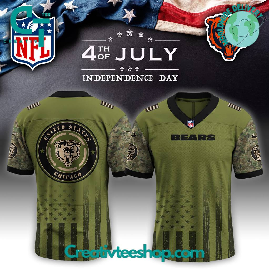 Chicago Bears x 4th of July Independence Day Special Green Football Jersey