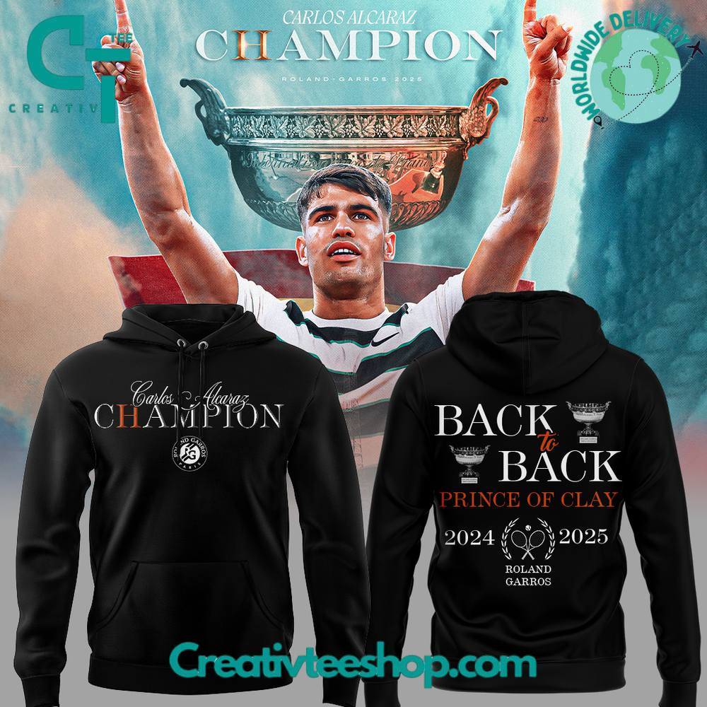Carloz Alcaraz Roland Garros 2025 Champions Back-to-Back Special Hoodie