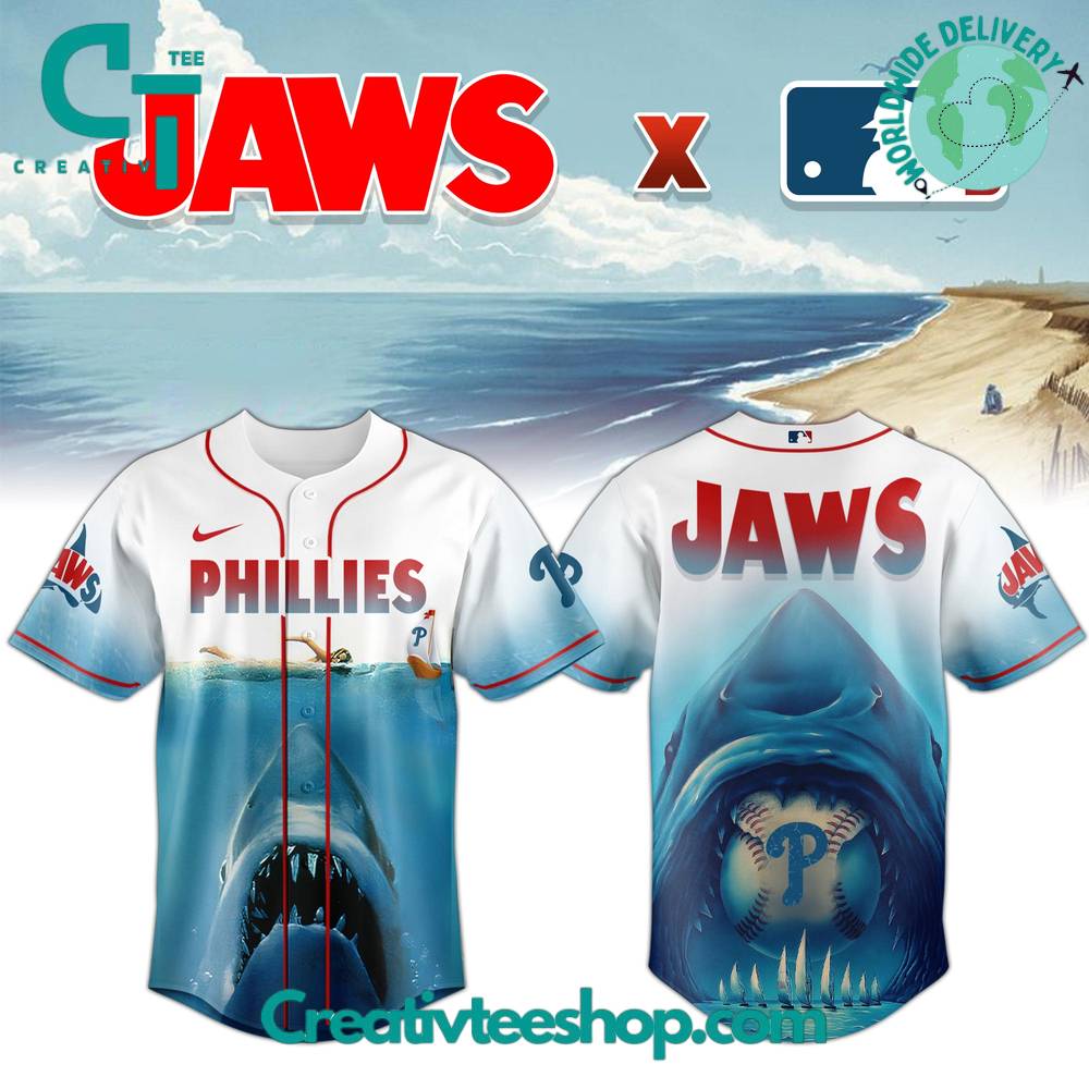 Philadelphia Phillies x Jaws Movie 50th Anniversary Special Baseball Jersey