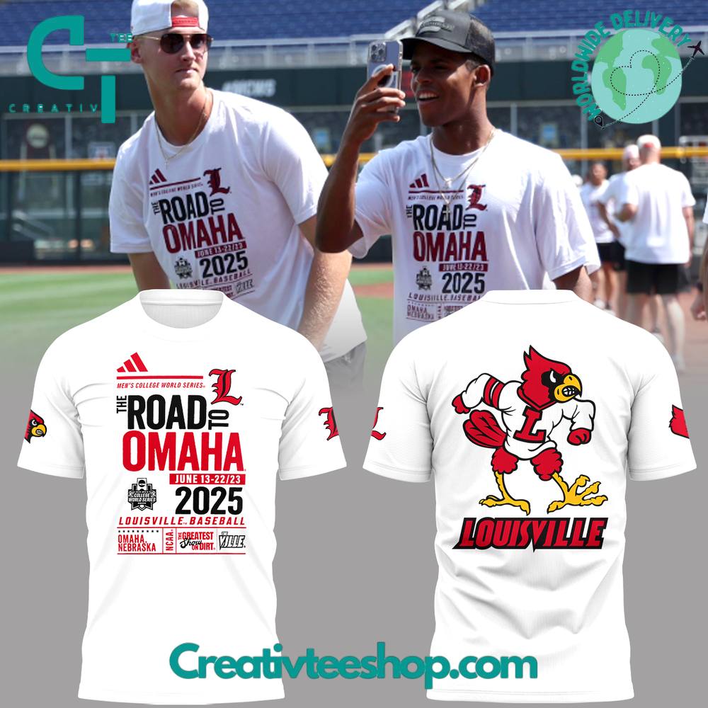 Louisville Cardinals The Road To OMAHA 2025 Special White Tee