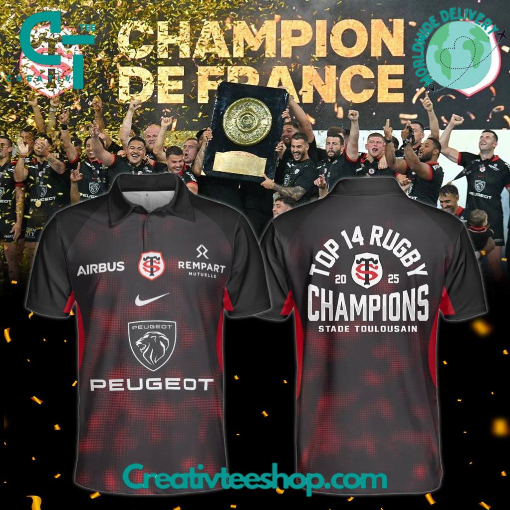 Stade Toulousain Top 14 Rugby 2025 Champions De France Polo Shirt