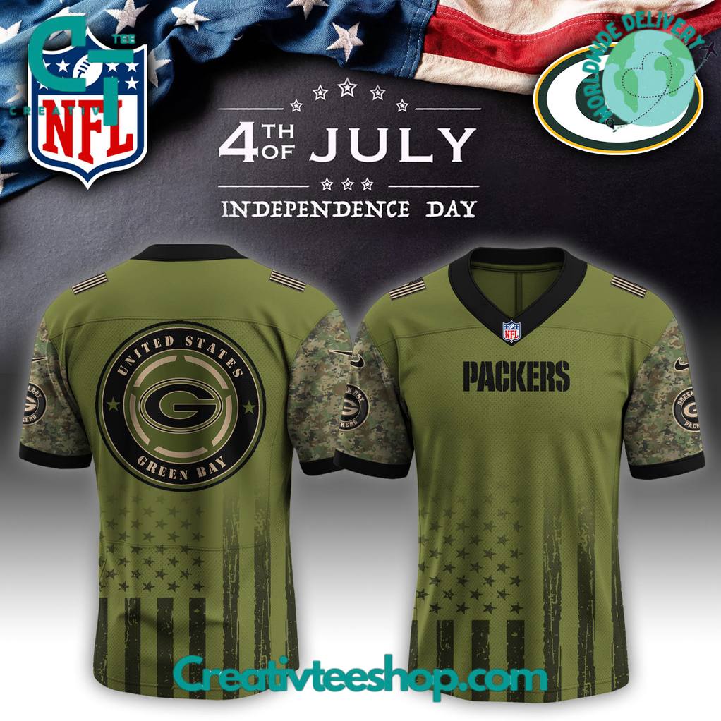 Green Bay Packers x 4th of July Independence Day Special Green Football Jersey