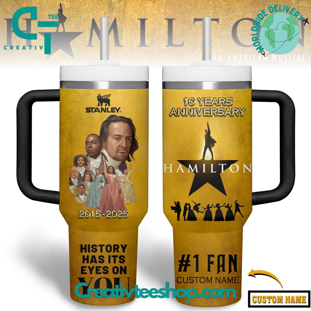 Hamilton 10 Years Anniversary “Rise Up” Personalized Tumbler 40oz with Handle