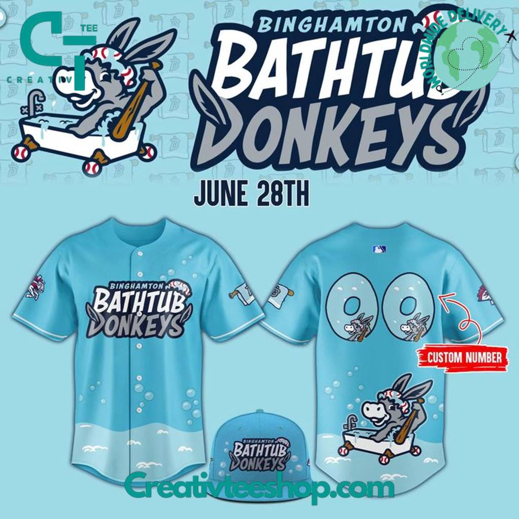 Binghamton Rumble Ponies x Bathtub Donkeys Personalized Baseball Jersey