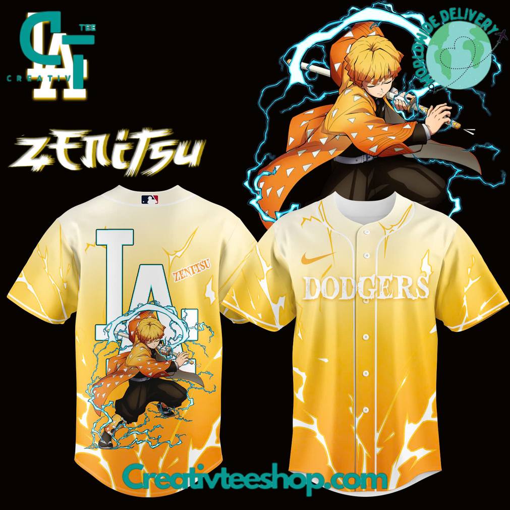 Los Angeles Dodgers x Demon Slayer Agatsuma Zenitsu Baseball Jersey