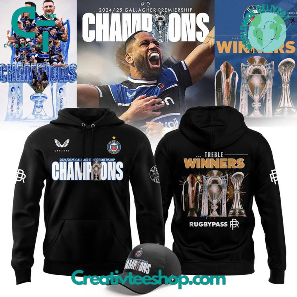 Bath Rugby Premiership Champions 2025 Treble Winner Hoodie