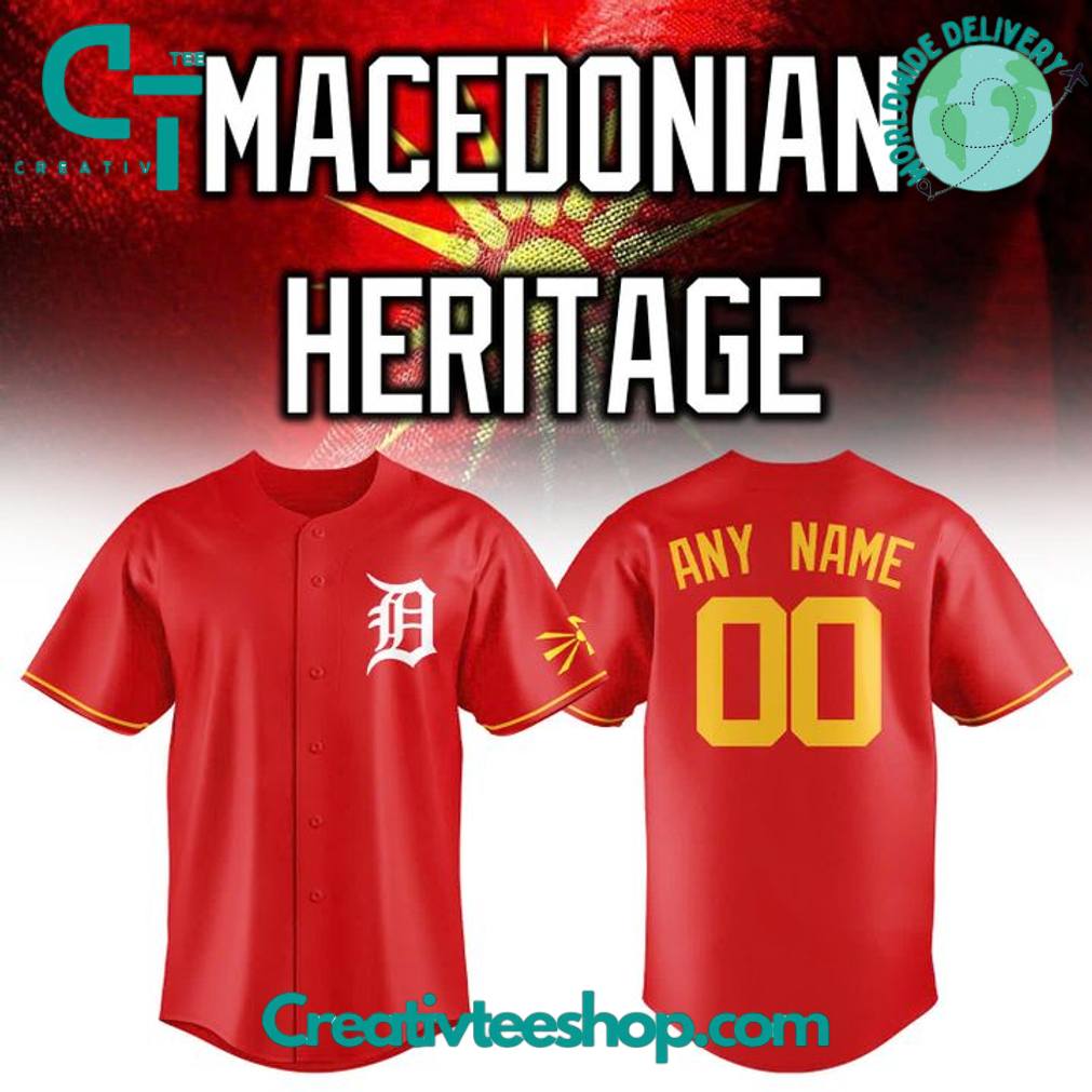 Detroit Tigers Macedonian Heritage Night 2025 Custom Baseball Jersey