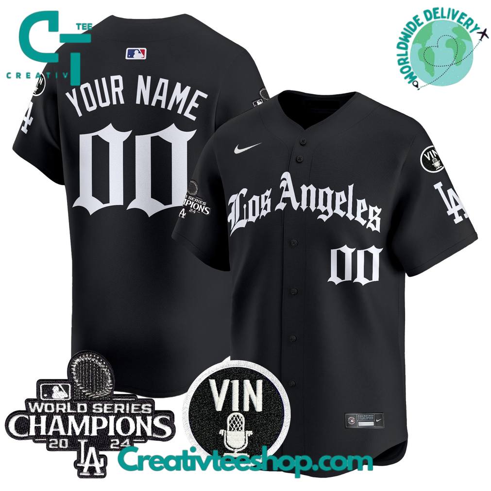 Los Angeles Dodgers Gothic Edition Custom Baseball Jersey