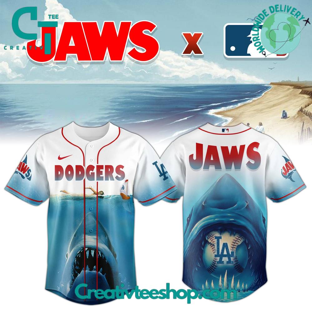 Los Angeles Dodgers x Jaws Movie 50th Anniversary Special Baseball Jersey