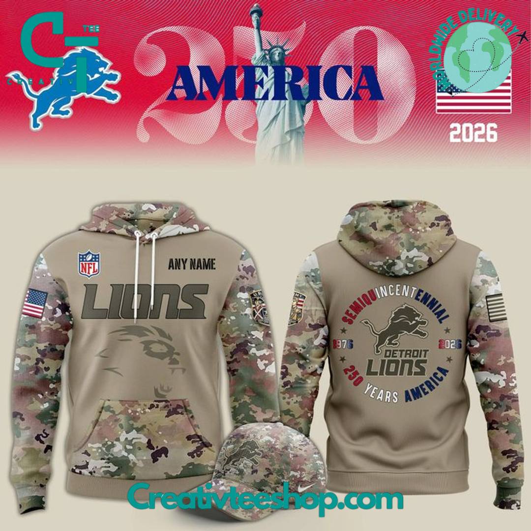 Detroit Lions x 250 years America x Flag Day Special Camo Hoodie