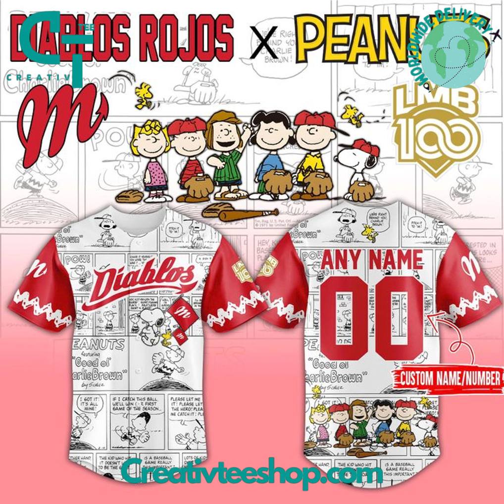 Diablos Rojos del Mexico x Peanuts 2025 Custom Jersey