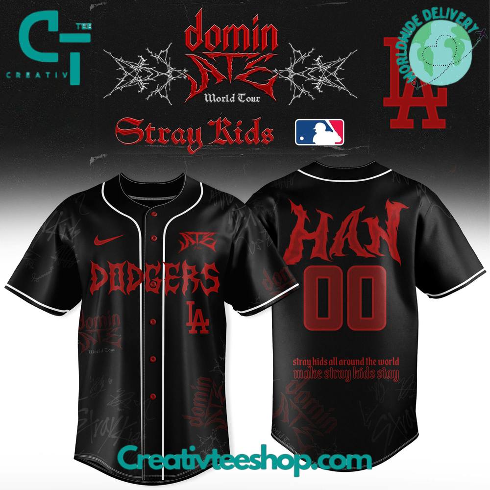 Los Angeles Dodgers x Stray Kids DomiATE Word Tour Personalized Baseball Jersey