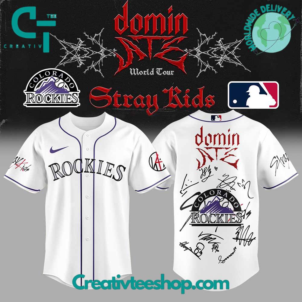 Colorado Rockies x Stray Kids DomiATE Word Tour Signature Baseball Jersey