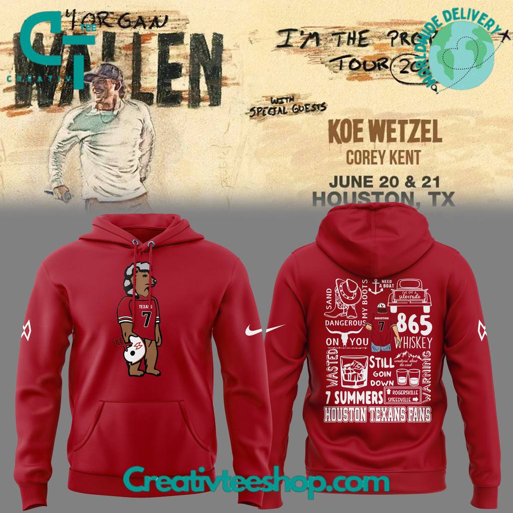 Morgan Wallen x Houston Texans Special Red Hoodie