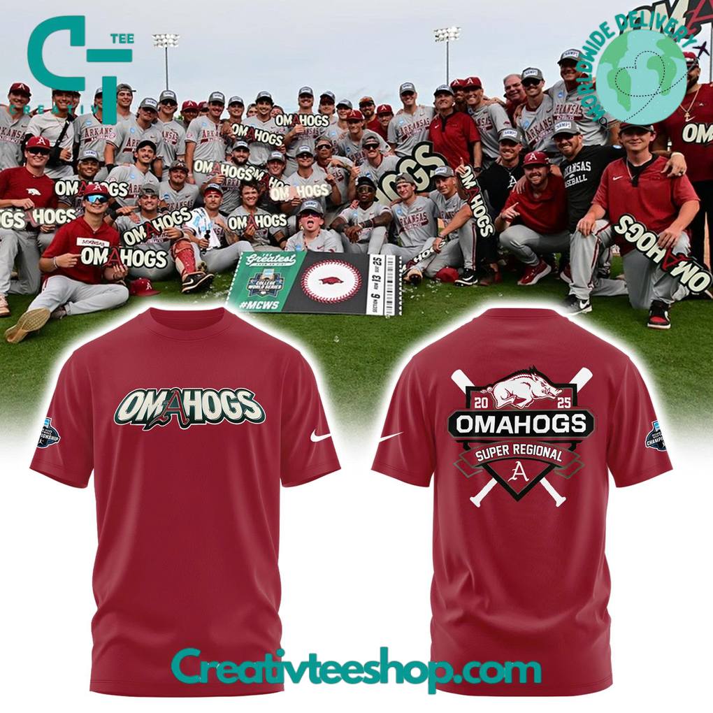 Arkansas Razorbacks Baseball OMAHOGS Super Regional Champions 2025 Tee
