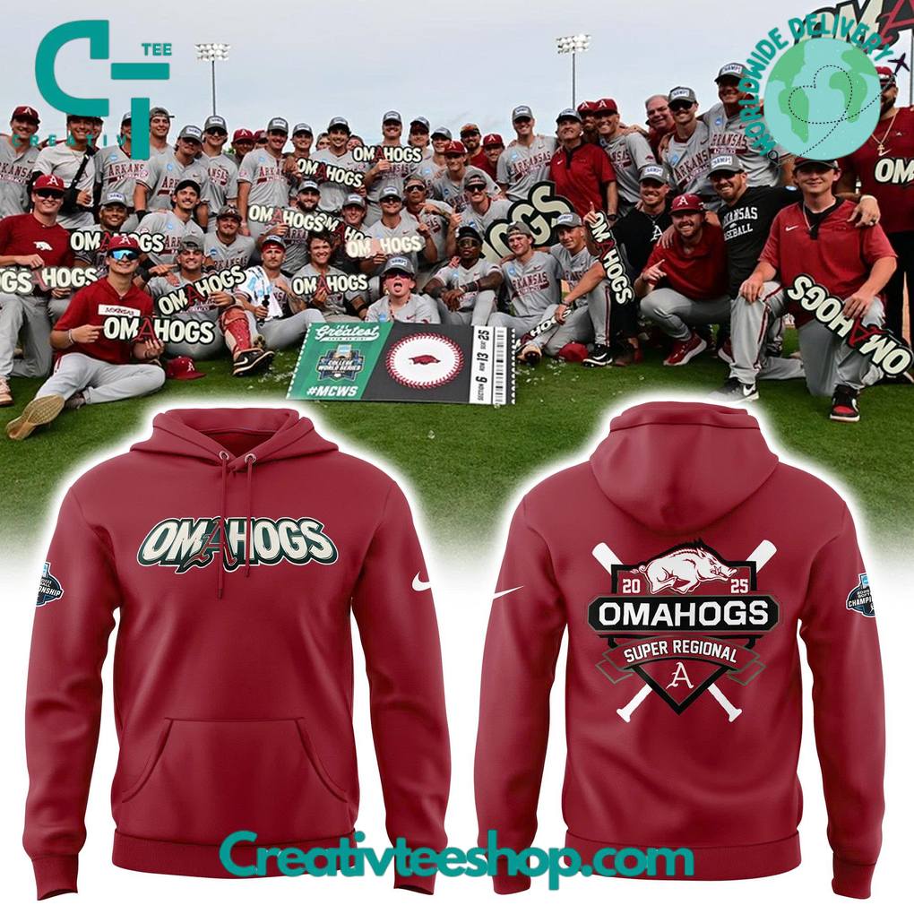 Arkansas Razorbacks Baseball OMAHOGS Super Regional Champions 2025 Hoodie