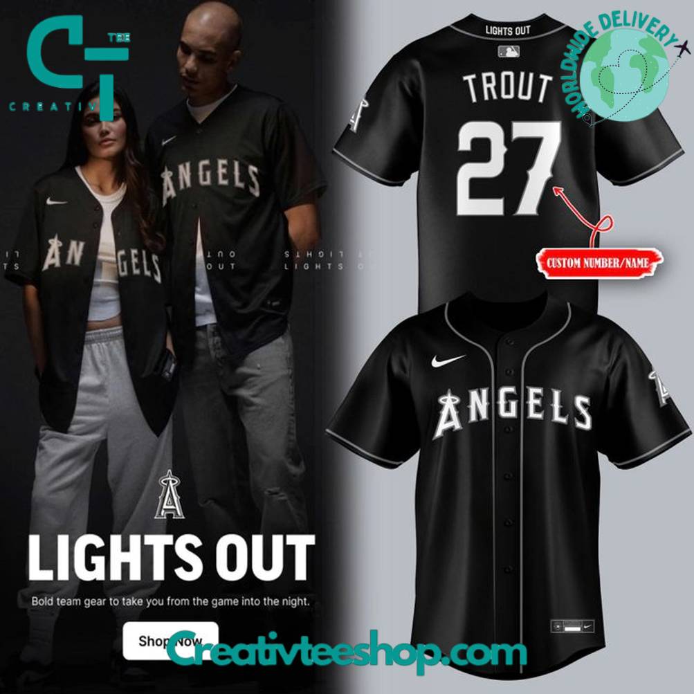 Los Angeles Angels Black Lights Out Custom Baseball Jersey