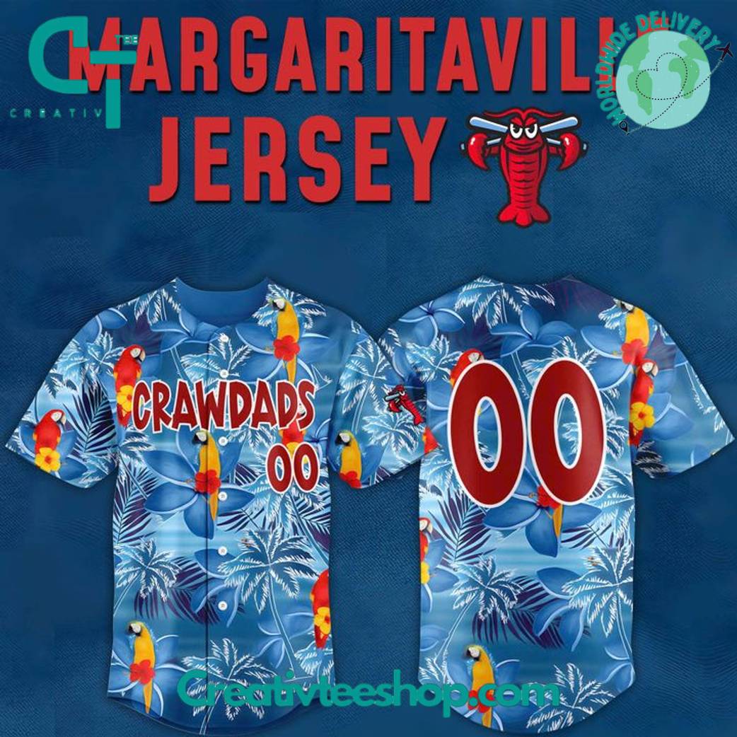 Hickory Crawdads Margaritaville Night Personalized Baseball Jersey