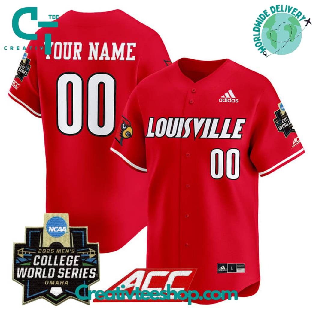 Louisville Cardinals 2025 College World Series Personalized Baseball Jersey