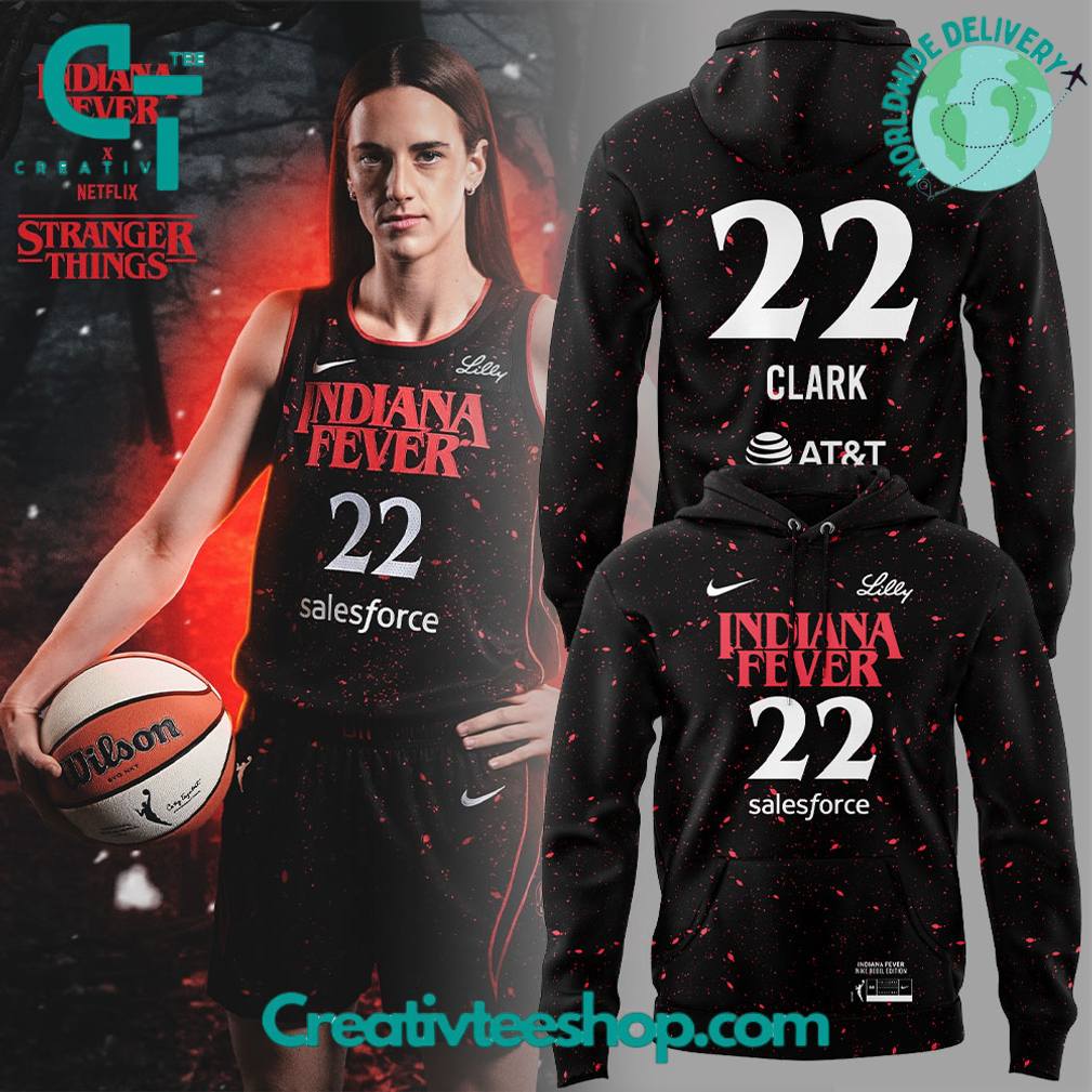 Indiana Fever 22 Caitlin Clark x Stranger Things Hoodie