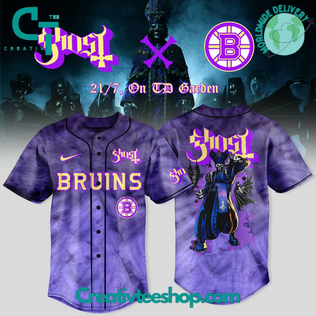 Boston Bruins x Ghost Band World Tour 2025 Special Baseball Jersey
