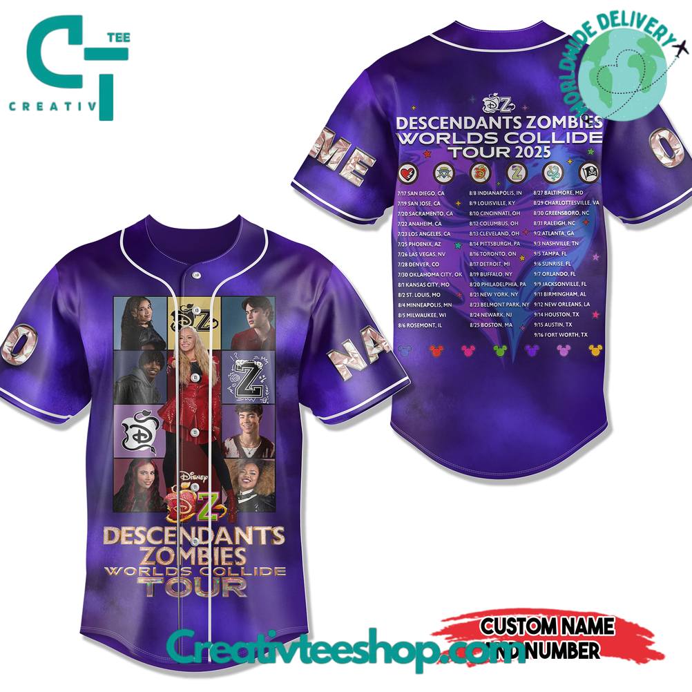 Descendants Zombies World Collide Tour Custom Baseball Jersey
