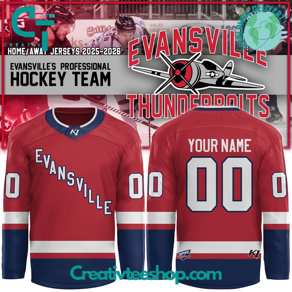 Evansville Thunderbolts New Season 2025-2026 Hockey Jersey