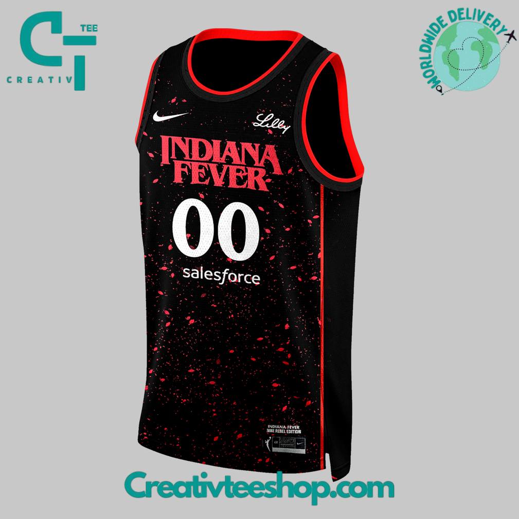 Indiana Fever x Stranger Things Rebel Swingman Limited Edition Black Basketball Jersey