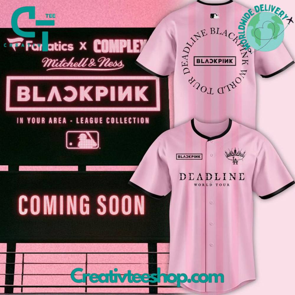 Los Angeles Dodgers x Blackpink Deadline World Tour 2025 Special Pink Baseball Jersey