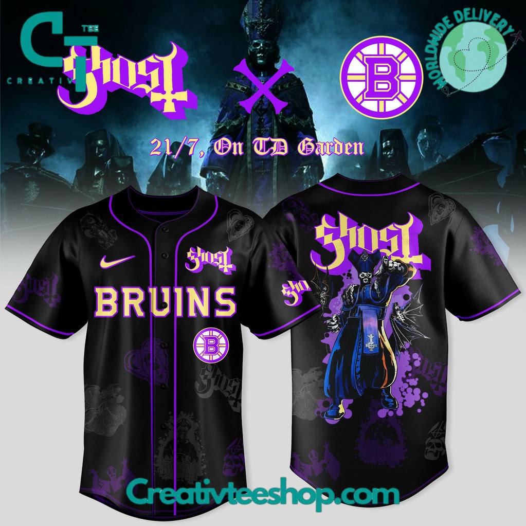Boston Bruins x Ghost Band World Tour 2025 Special Baseball Jersey