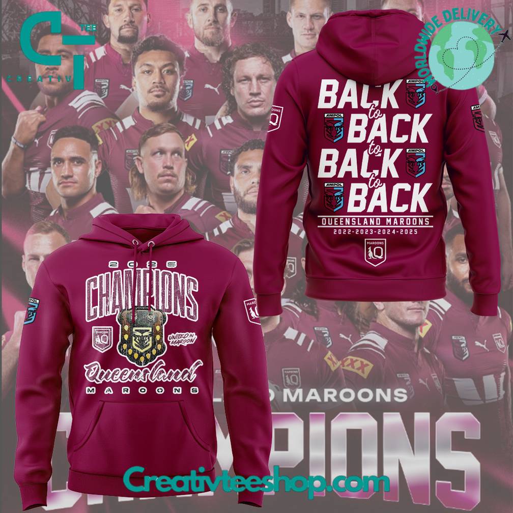 Queensland Maroons Back-to-Back Champions 2025 Hoodie