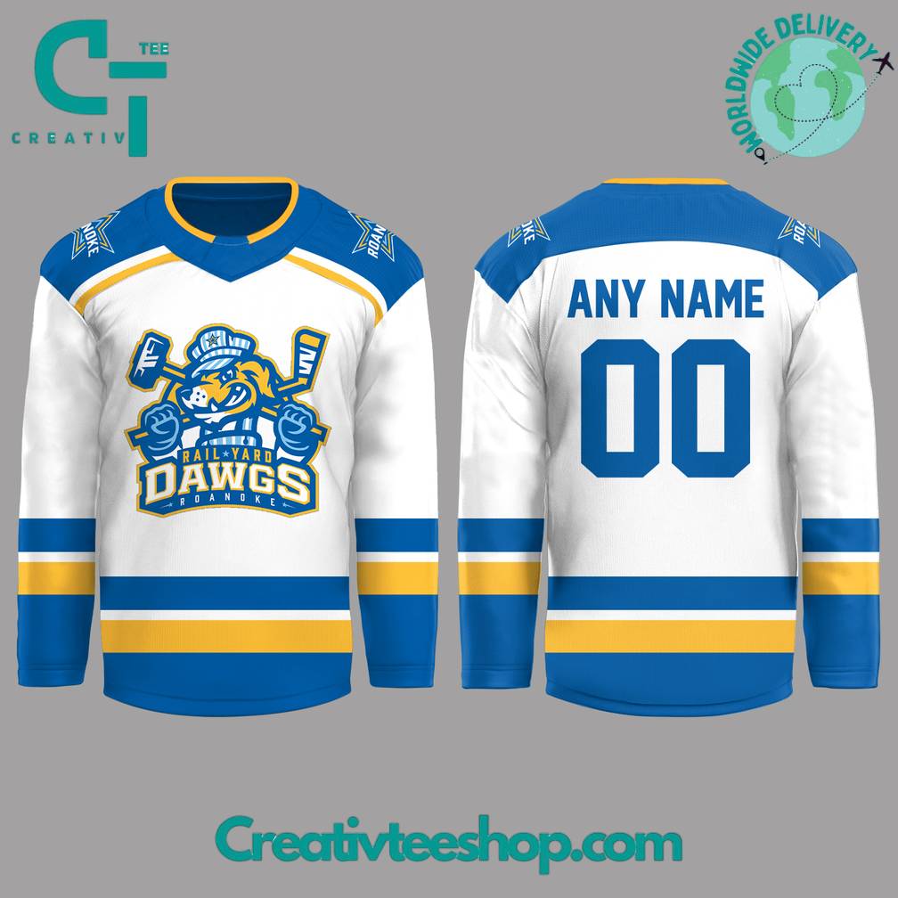 Roanoke Rail Yard Dawgs Special New Logo Custom Hockey Jersey – White