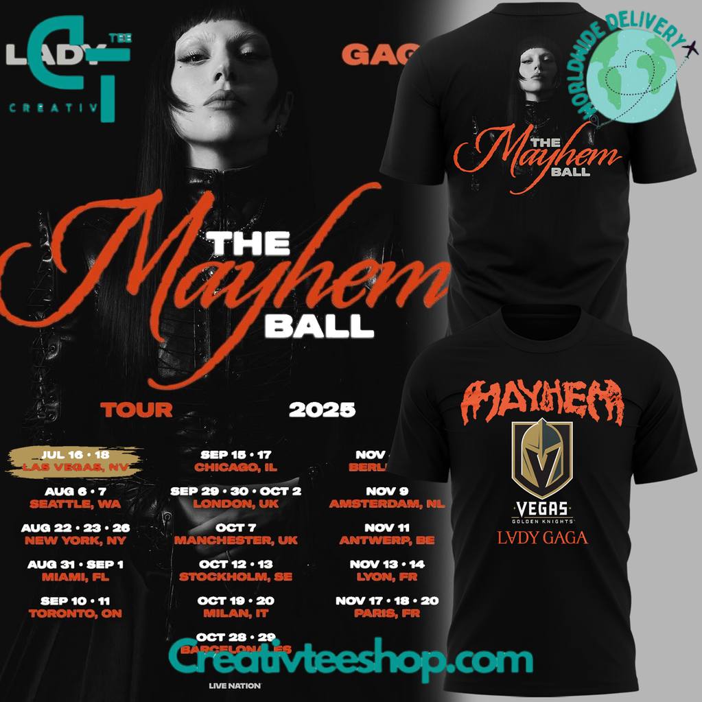 Vegas Golden Knights x Lady Gaga The Mayhem Ball Tour 2025 Special Tee