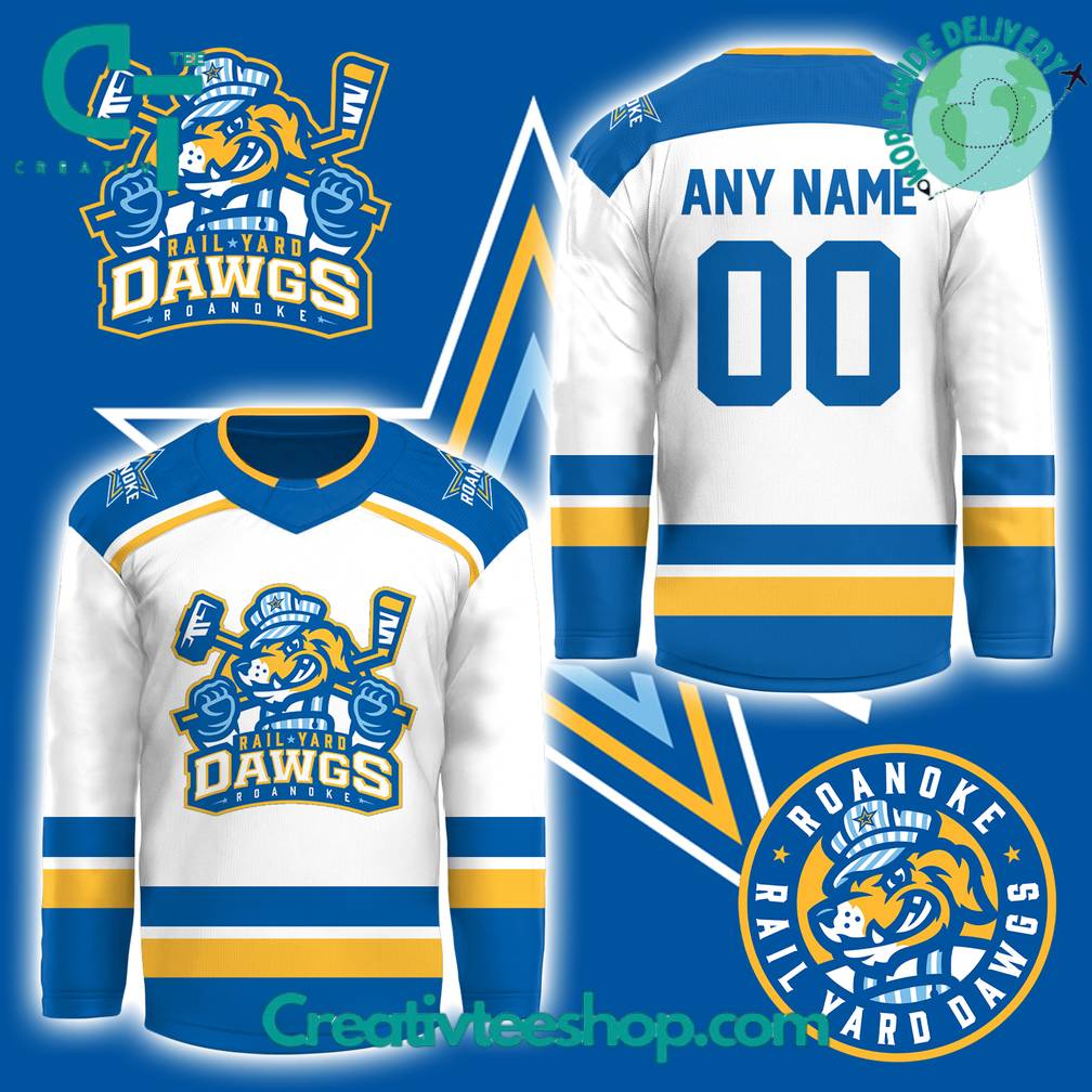 Roanoke Rail Yard Dawgs Special New Logo Custom Hockey Jersey – White