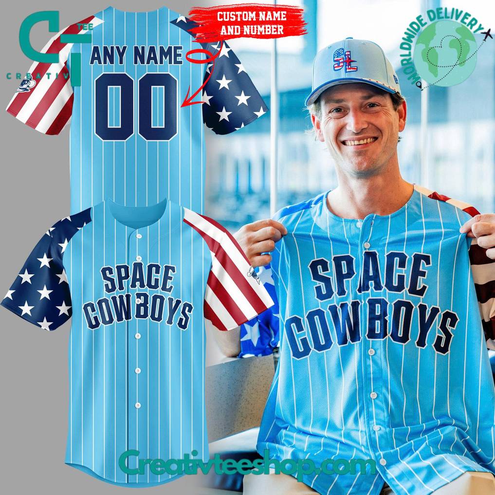 Sugar Land Space Cowboys 4th of July Patriotic Custom Baseball Jersey