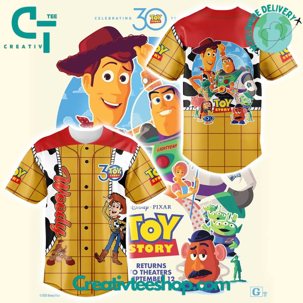 Toy Story Woody Celebrating 30 Year Baseball Jersey