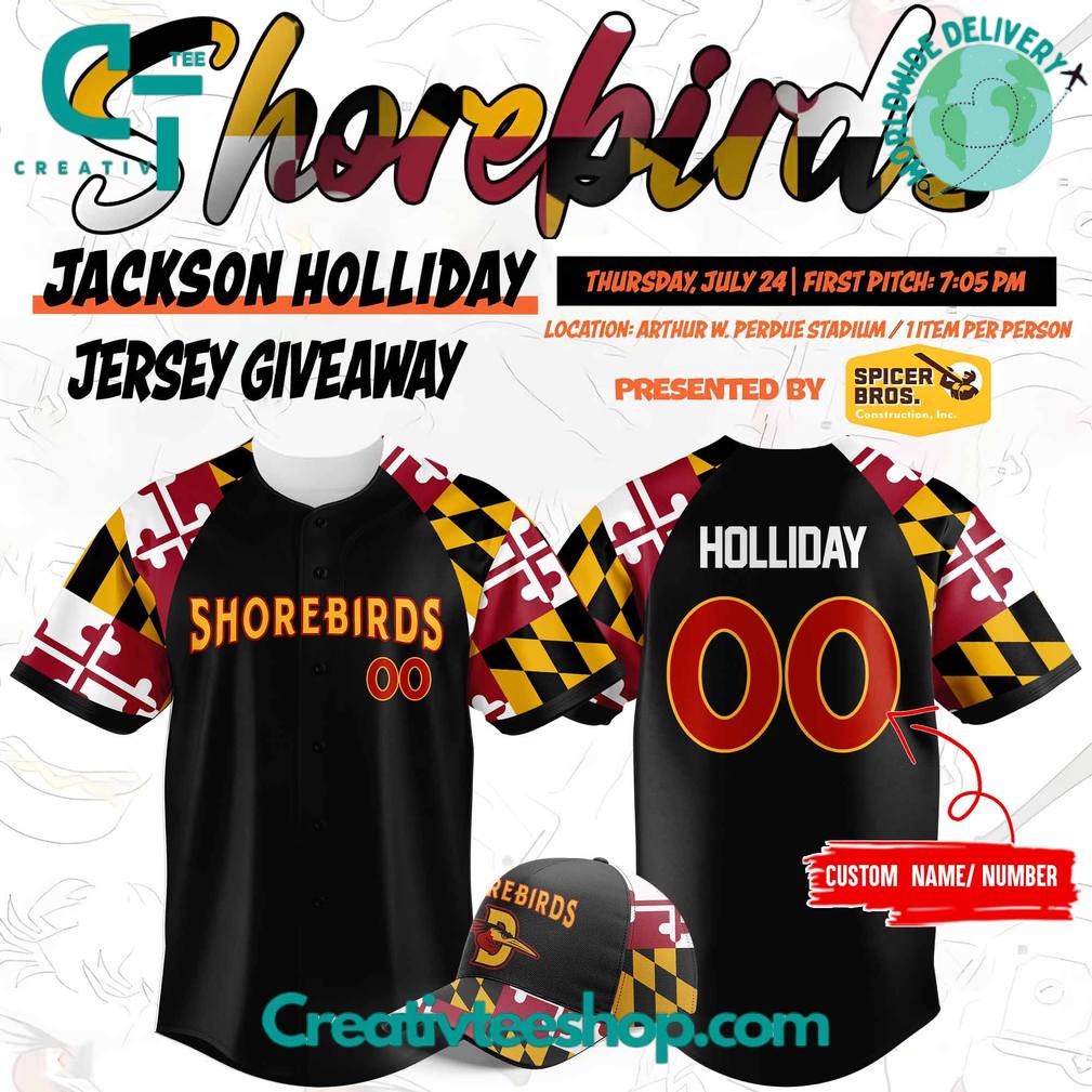 Delmarva Shorebirds Maryland Pride Jackson Holliday Custom Baseball Jersey