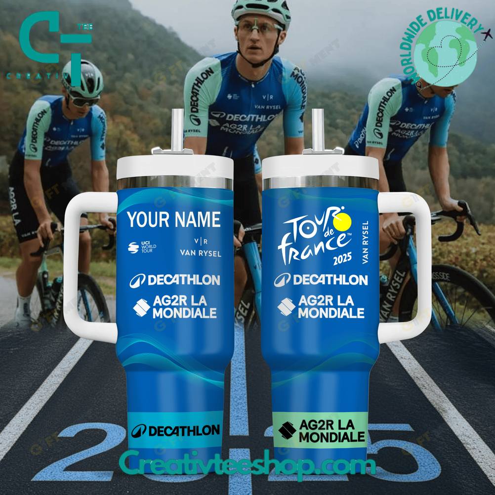 Équipe Decathlon – AG2R La Mondiale Tour de France 2025 Tumbler 40oz with Handle
